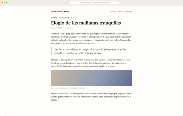 Un ensayo titulado Elogio de las mañanas tranquilas