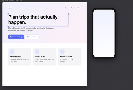 A landing page capture, a headline marked with an orange box